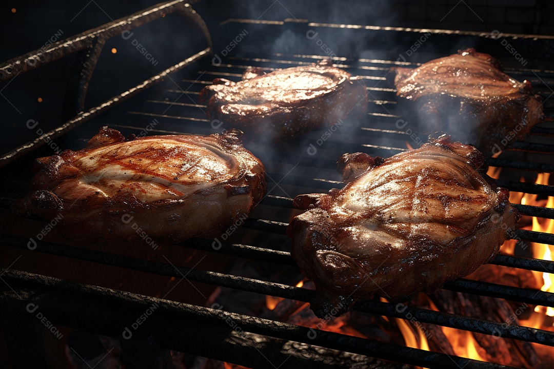 Carne de porco grelhada na grelha