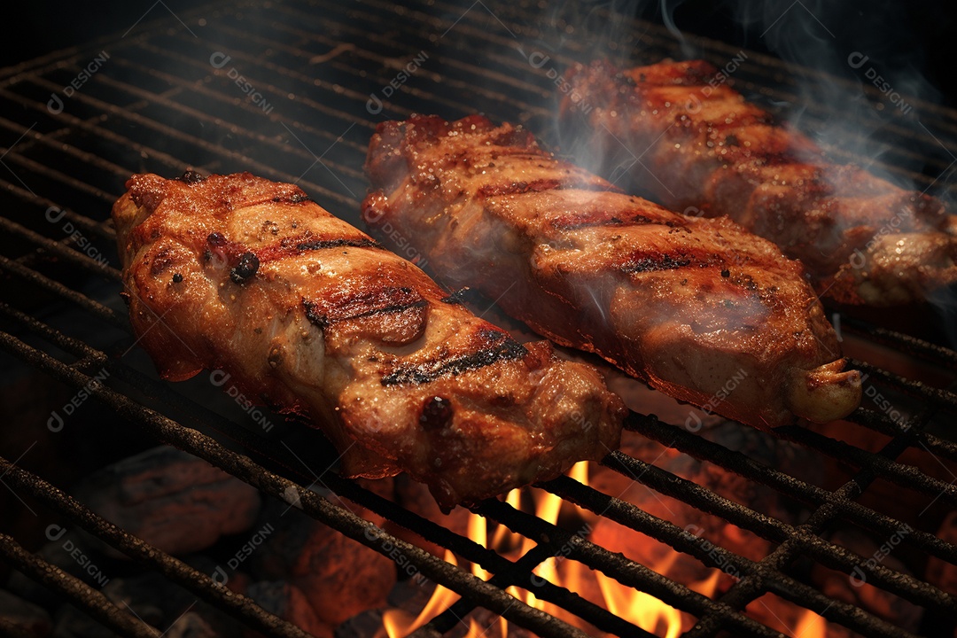 Carne de porco grelhada na grelha