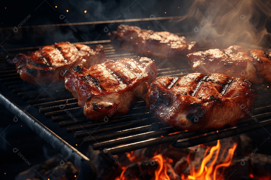 Carne de porco grelhada na grelha