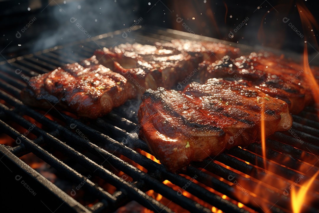 Carne de porco grelhada na grelha