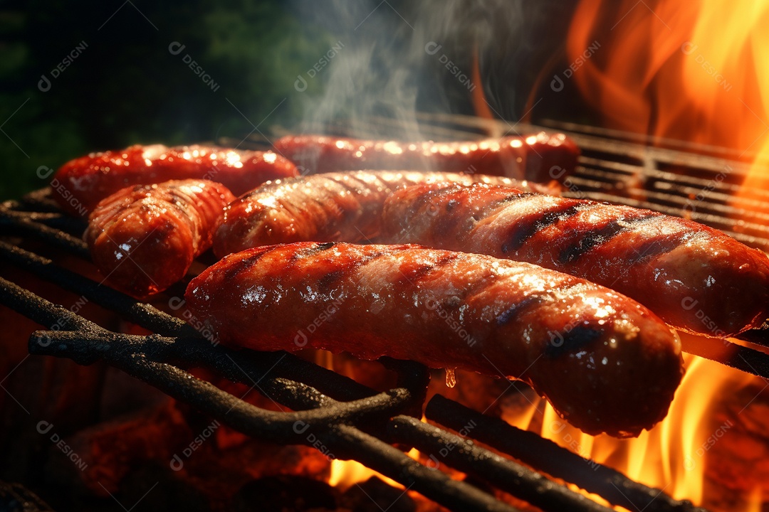 Salsicha grelhada na grelha