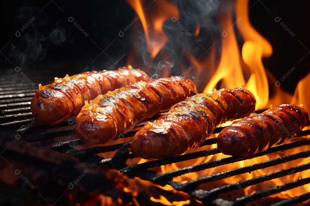 Salsicha grelhada na grelha