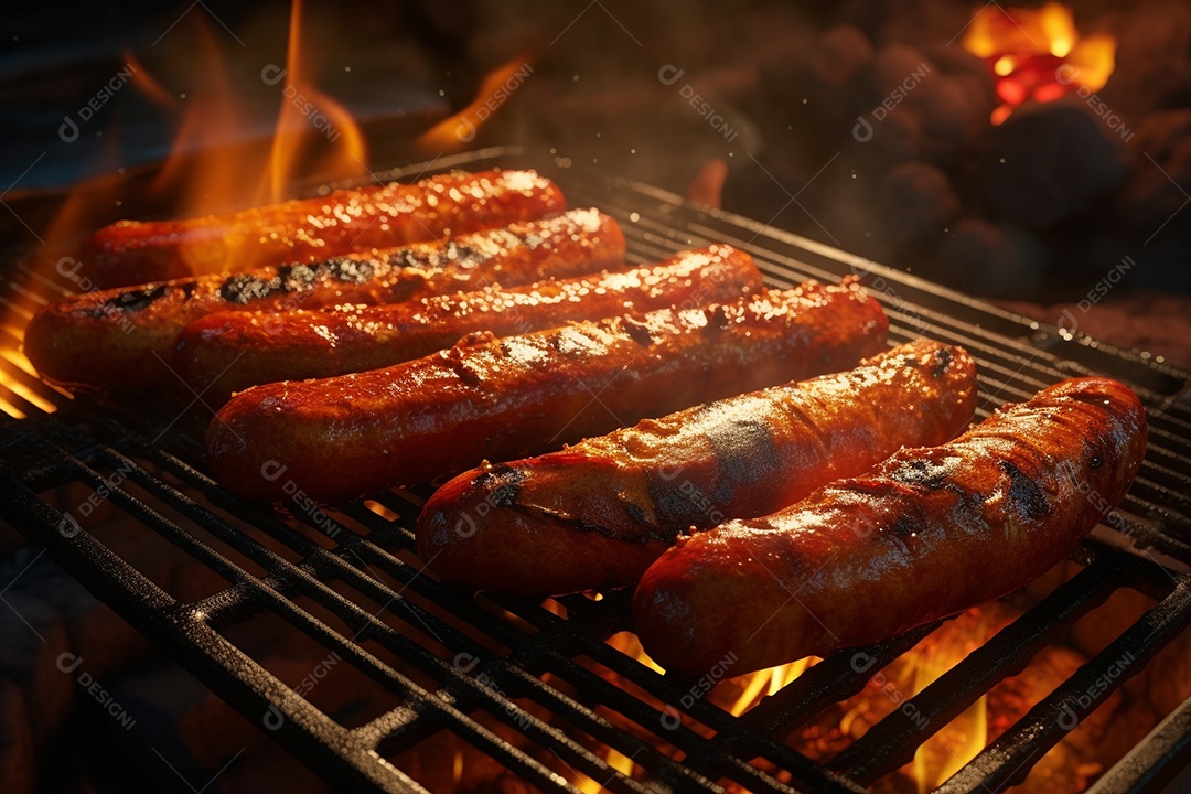 Salsicha grelhada na grelha