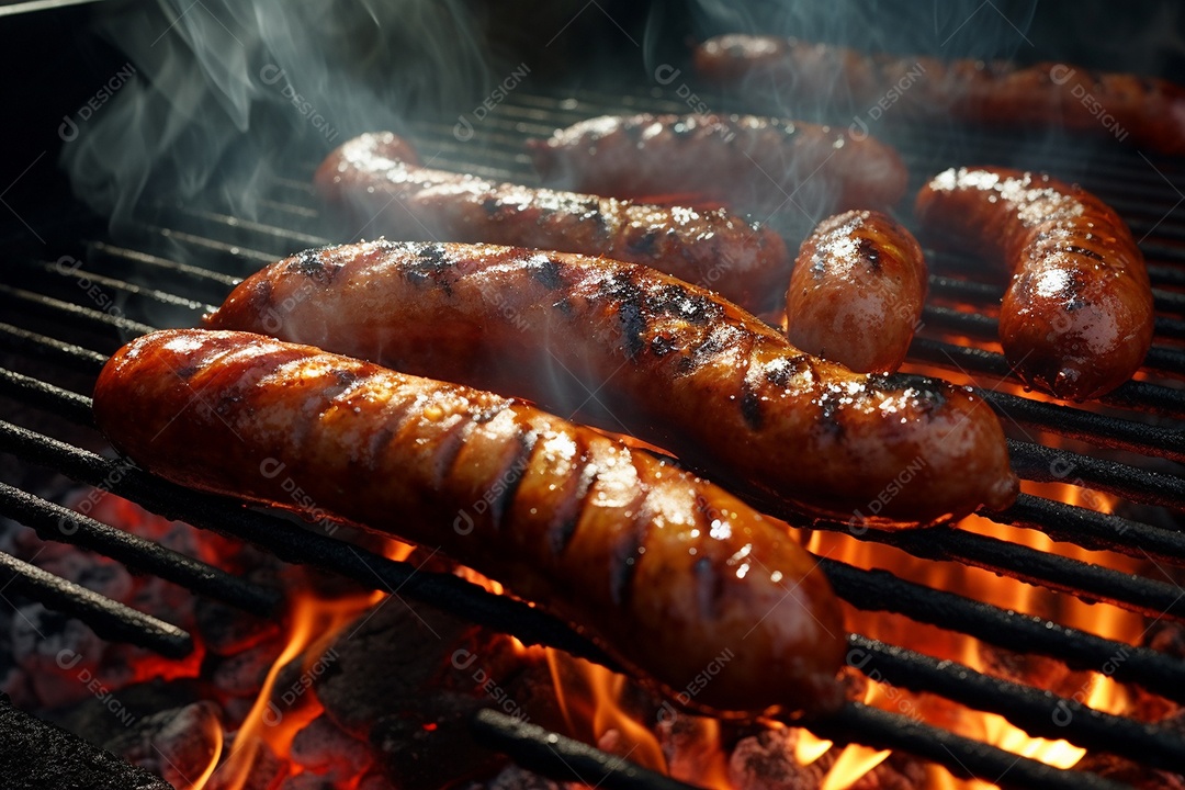 Salsicha grelhada na grelha