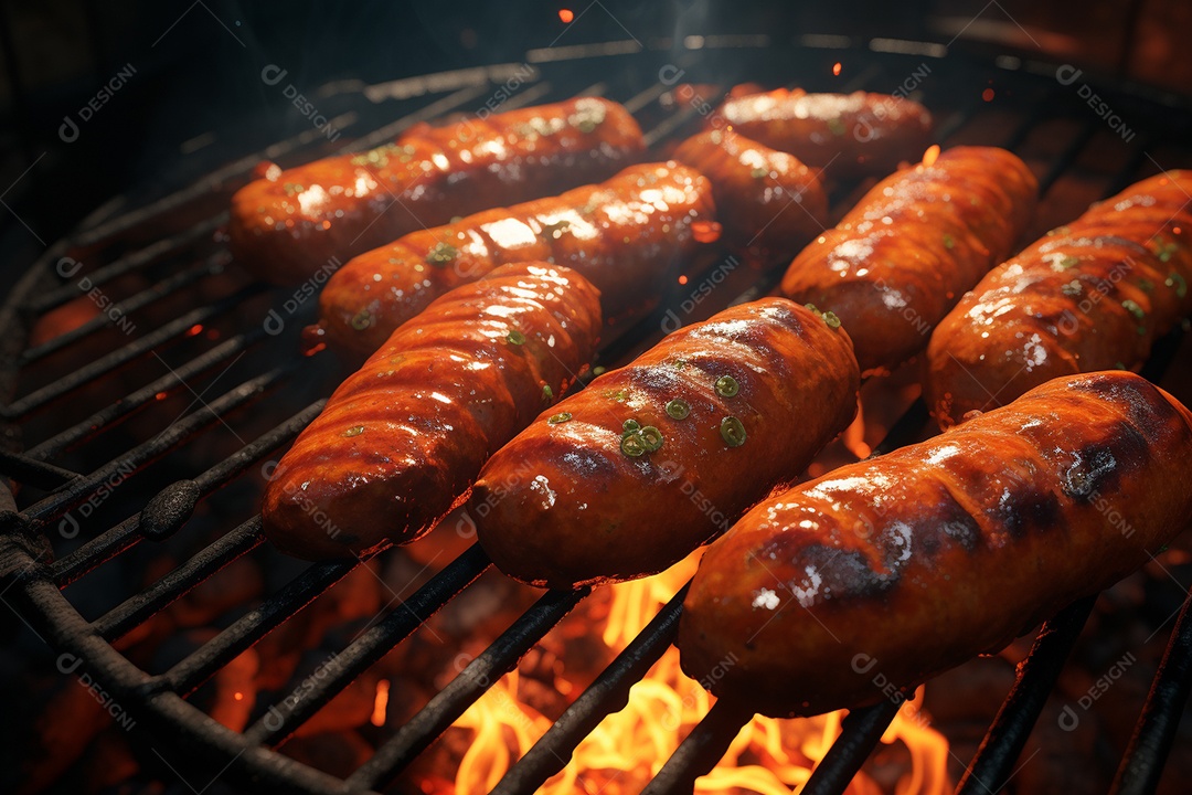 Salsicha grelhada na grelha