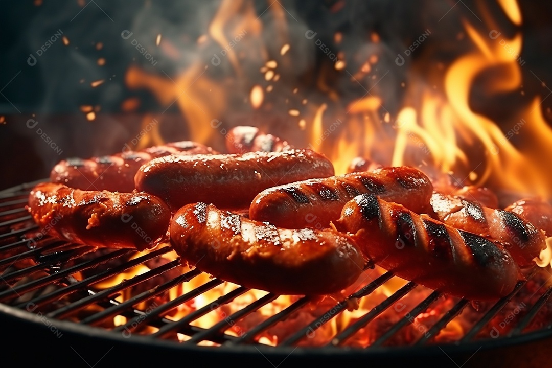 Salsicha grelhada na grelha