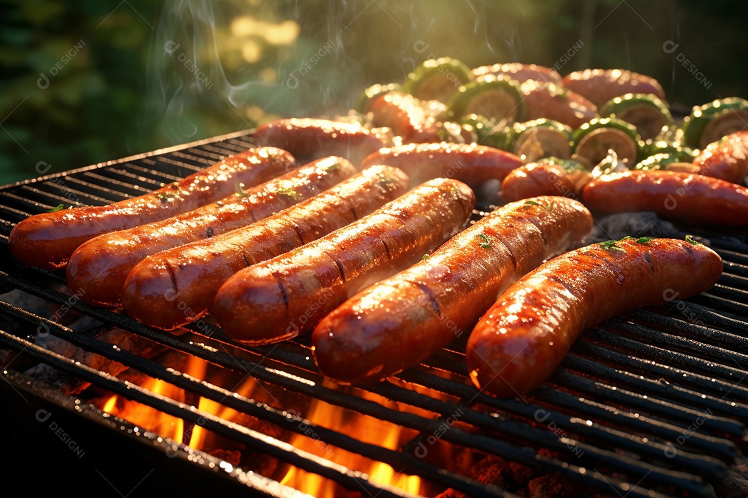 Salsicha grelhada na grelha