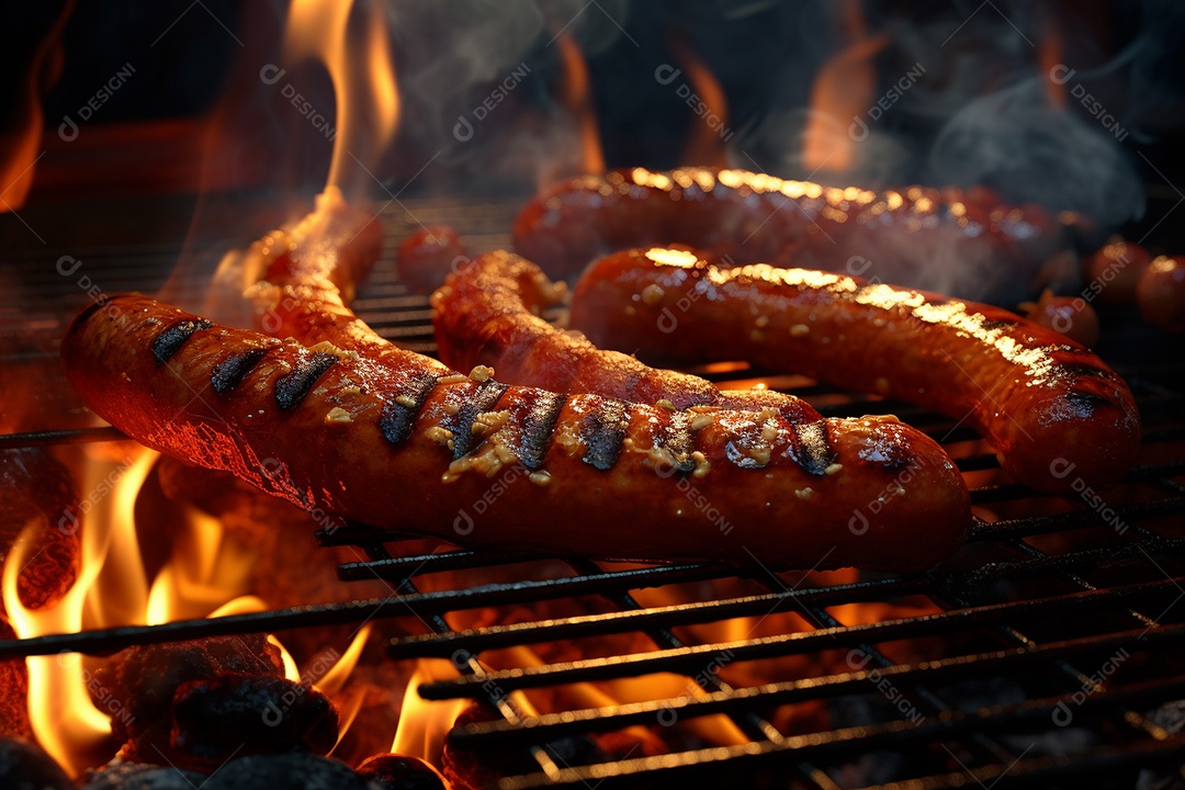 Salsicha grelhada na grelha