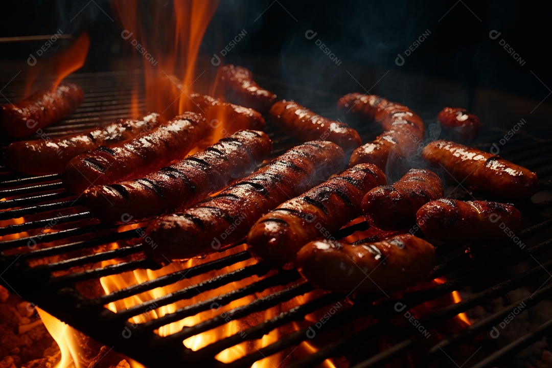 Salsicha grelhada na grelha