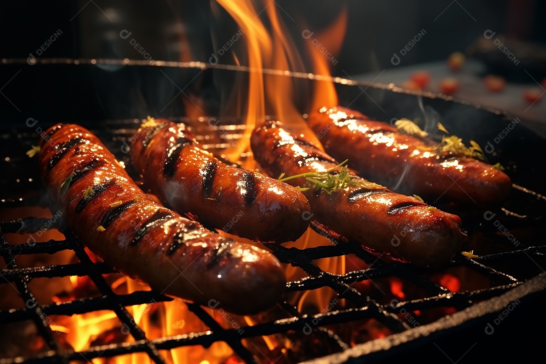 Salsicha grelhada na grelha