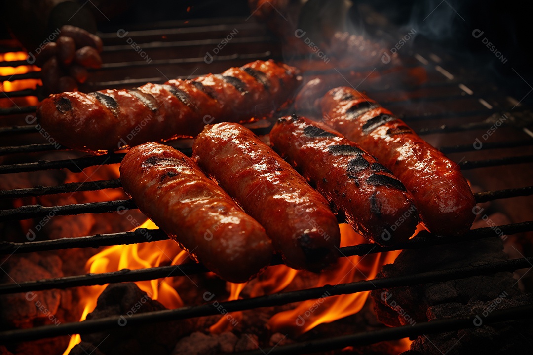 Salsicha grelhada na grelha