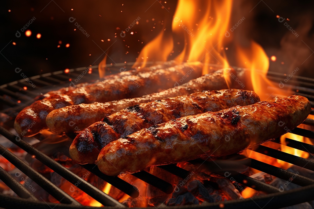 Salsicha grelhada na grelha