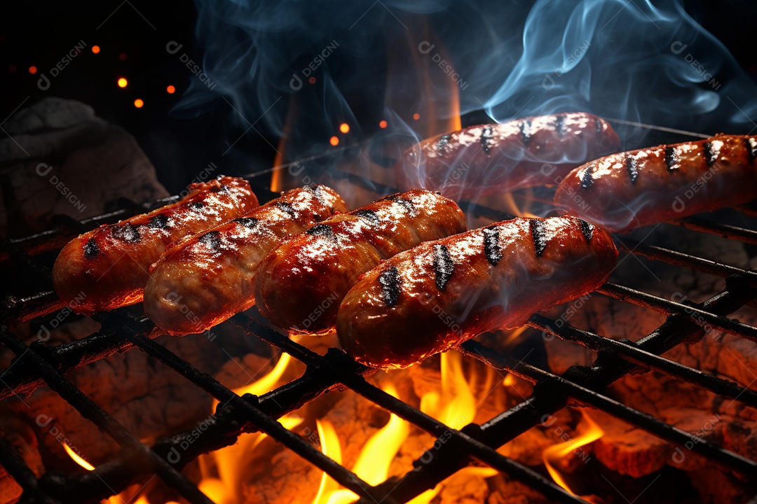 Salsicha grelhada na grelha