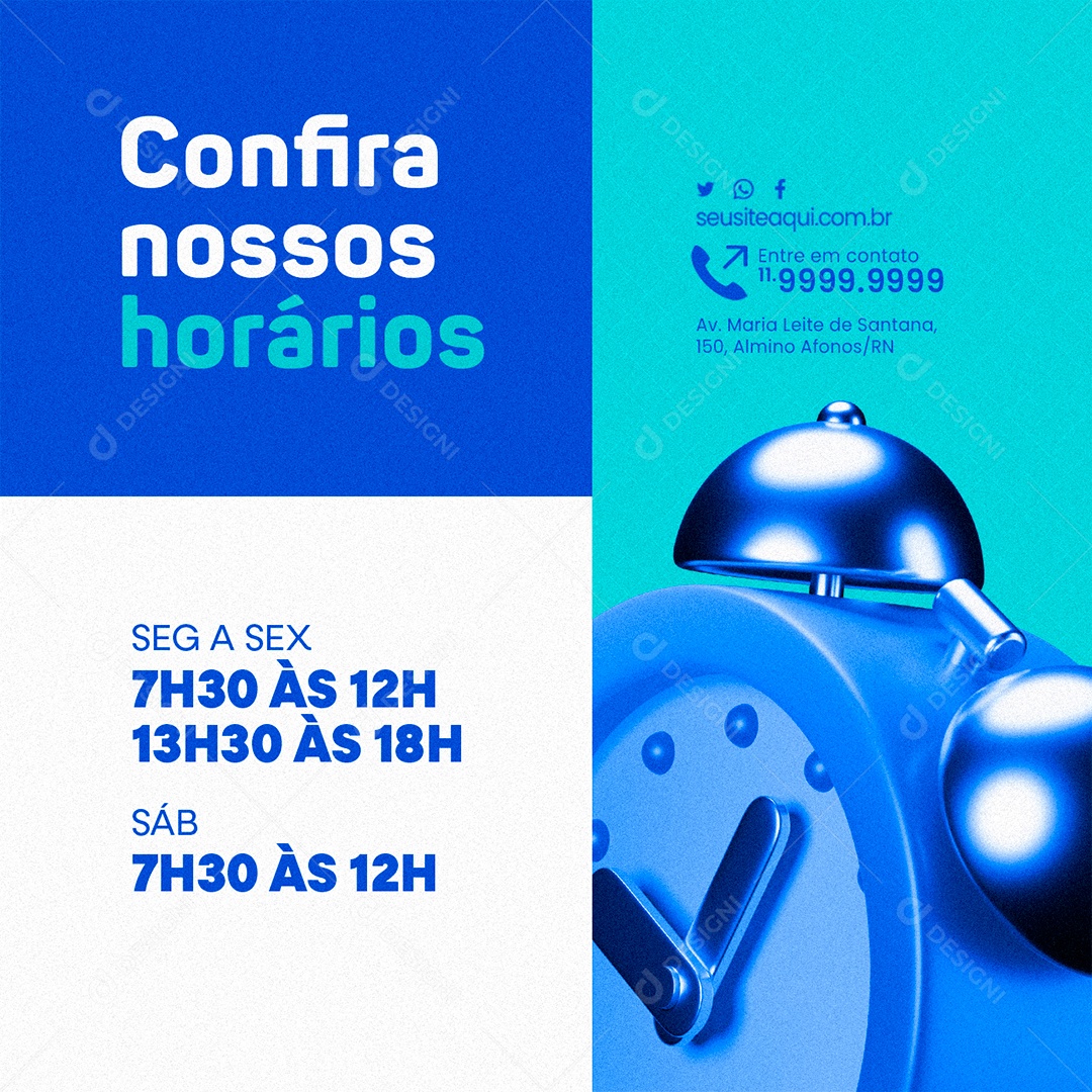 Clínica Médica Confira nossos horários Segunda a Sexta Social Media PSD Editável