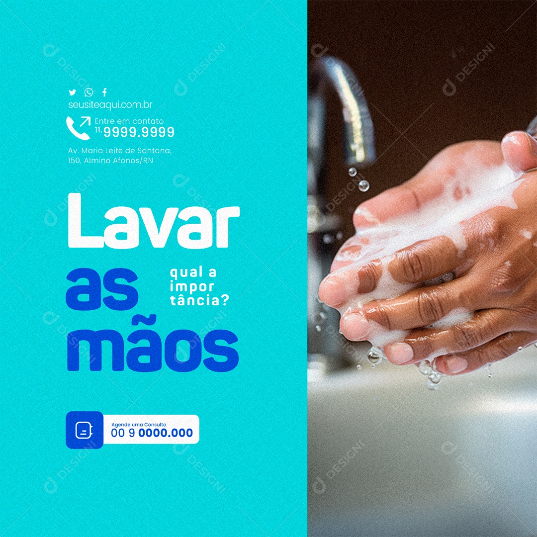 Clínica Médica Lavar as mãos qual a importância Social Media PSD Editável