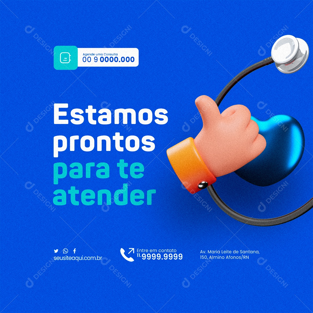 Clínica Médica Estamos prontos para te atender Social Media PSD Editável