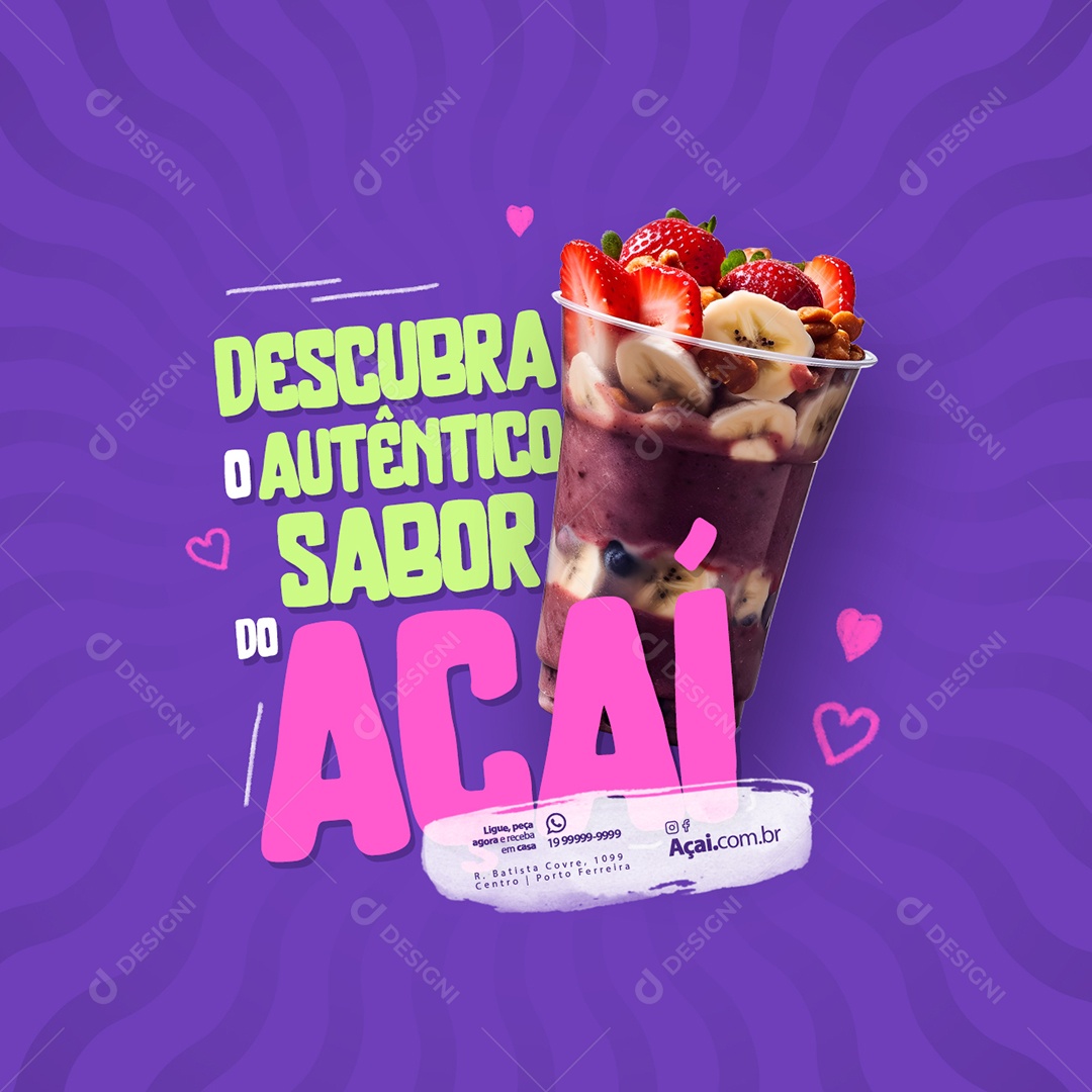 Açaiteria Descubra o Autêntico Sabor Do Açaí Social Media PSD Editável