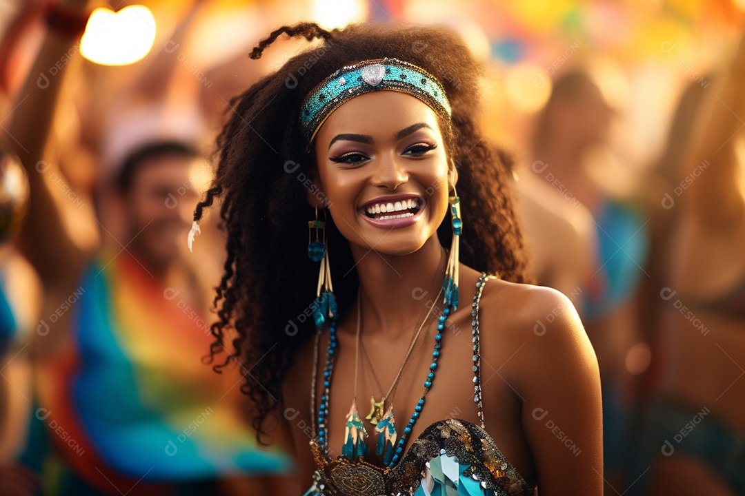 Carnaval lindo sorriso vestido feliz dançarina