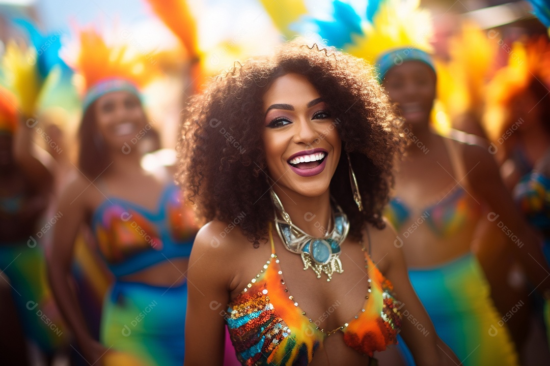 Carnaval lindo sorriso vestido feliz dançarina