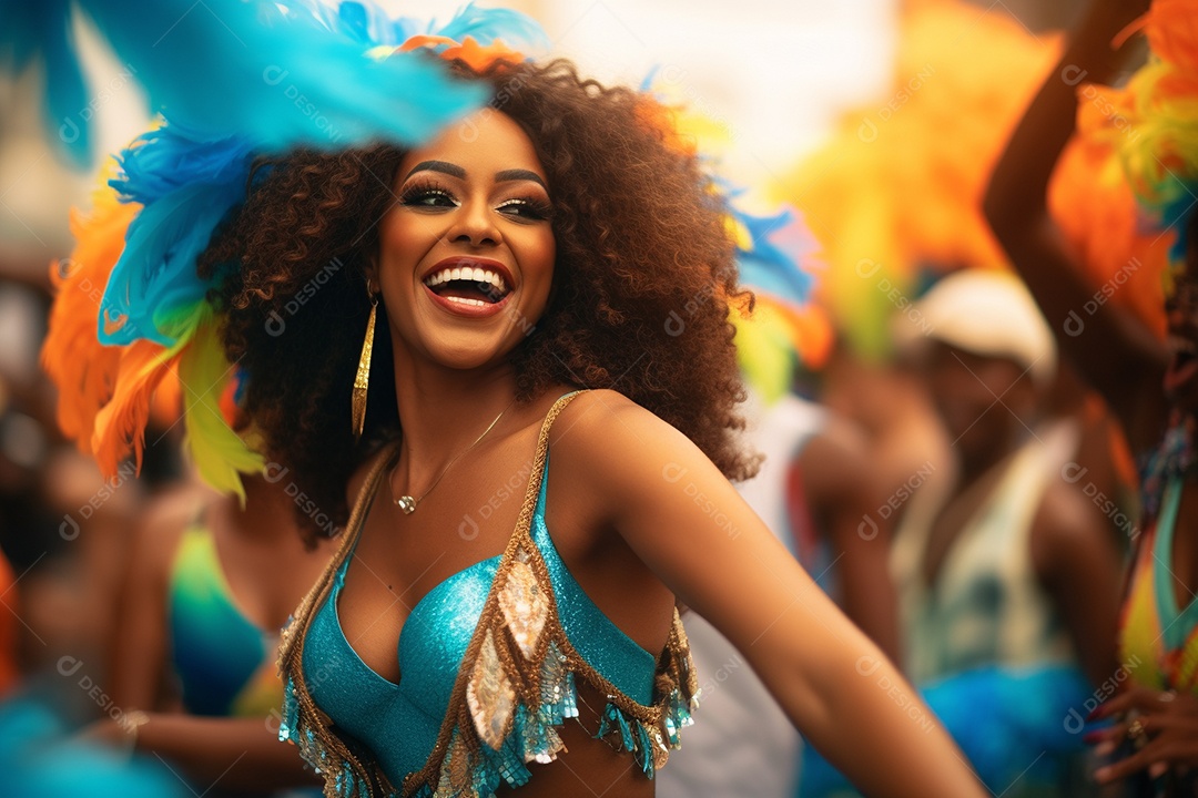 Carnaval lindo sorriso vestido feliz dançarina