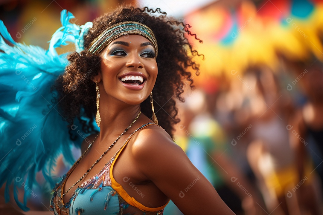 Carnaval lindo sorriso vestido feliz dançarina