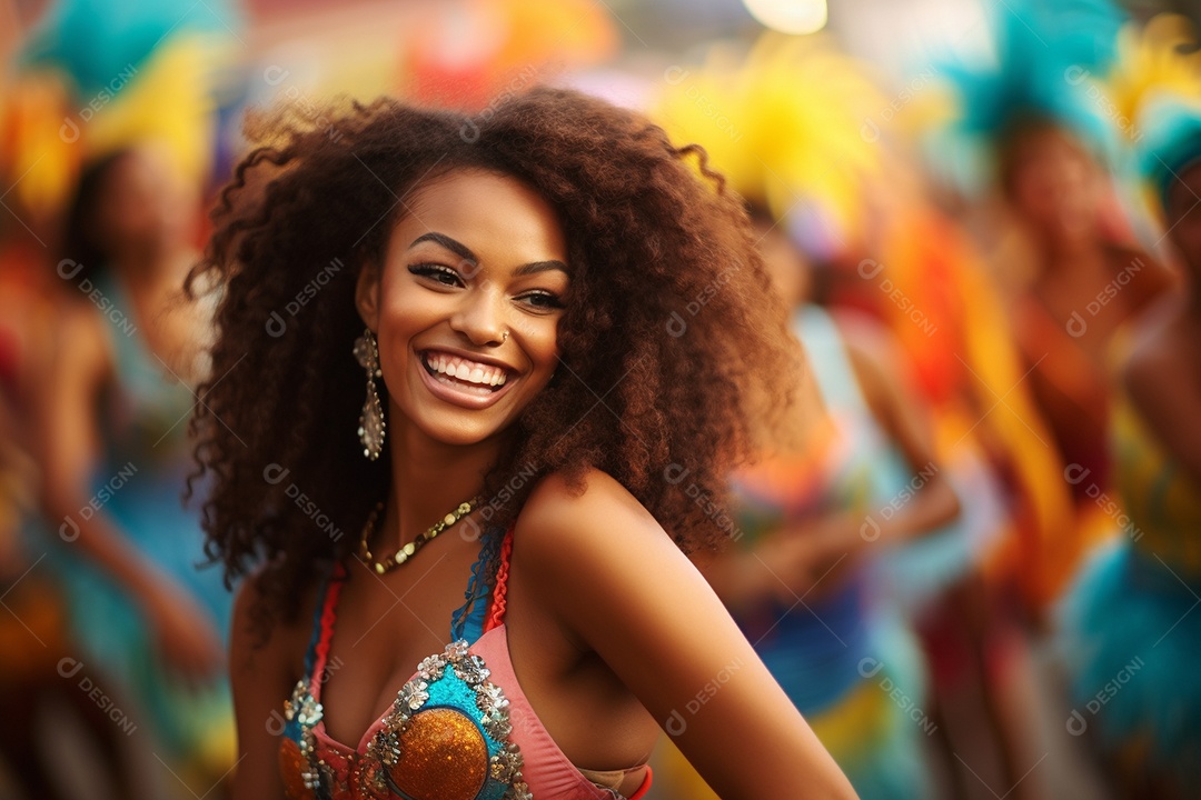 Carnaval lindo sorriso vestido feliz dançarina