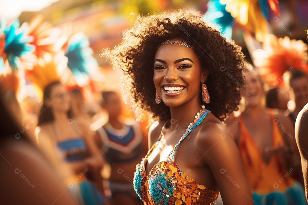 Carnaval lindo sorriso vestido feliz dançarina