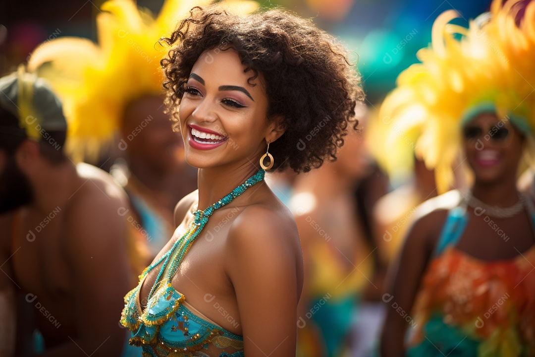 Carnaval lindo sorriso vestido feliz dançarina