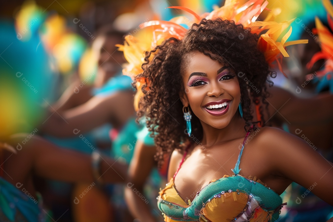 Carnaval lindo sorriso vestido feliz dançarina