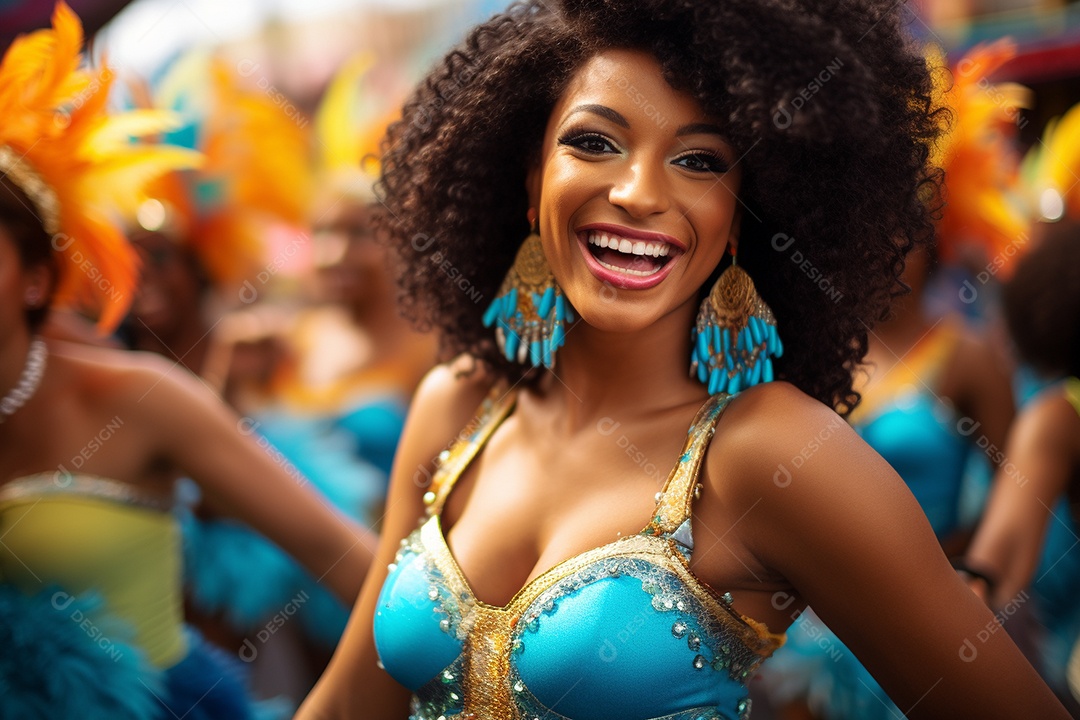 Carnaval lindo sorriso vestido feliz dançarina