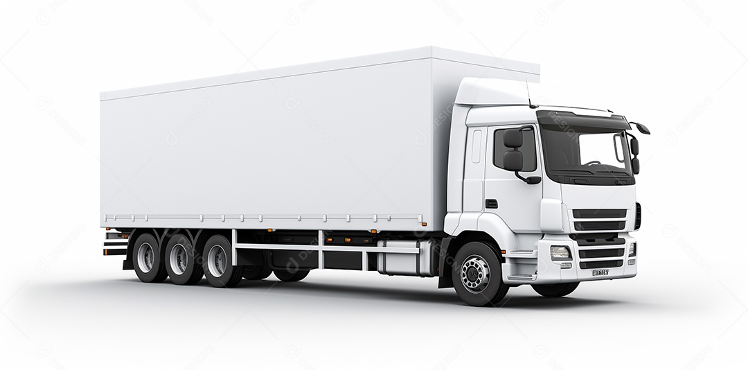 Reboque de trator de caminhão branco isolado em fundo branco