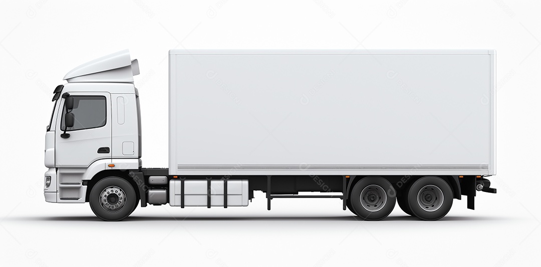 Reboque de trator de caminhão branco isolado em fundo branco