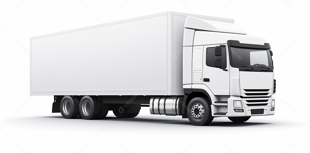 Reboque de trator de caminhão branco isolado em fundo branco