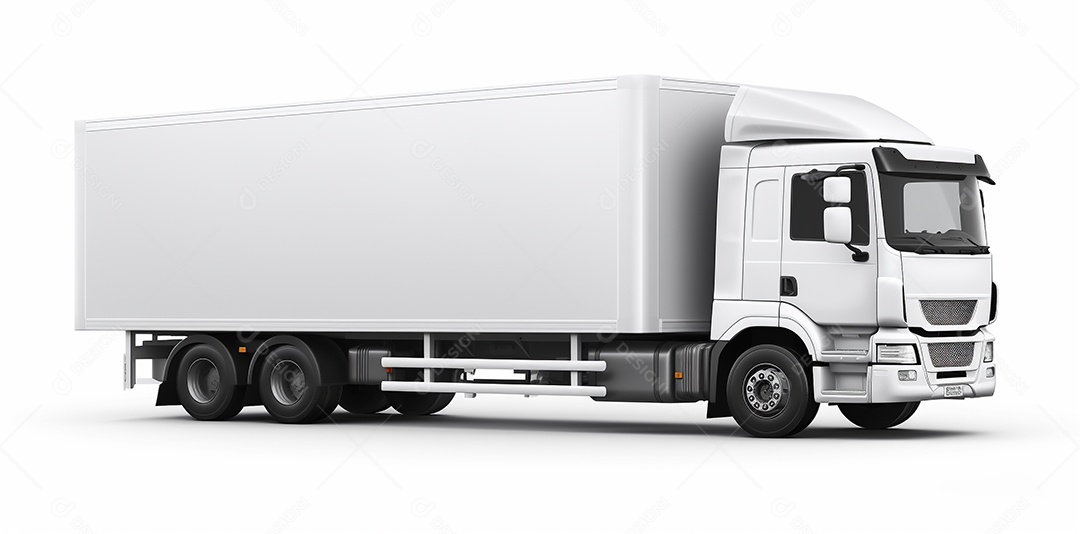 Reboque de trator de caminhão branco isolado em fundo branco