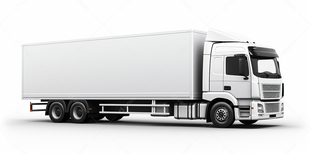 Reboque de trator de caminhão branco isolado em fundo branco