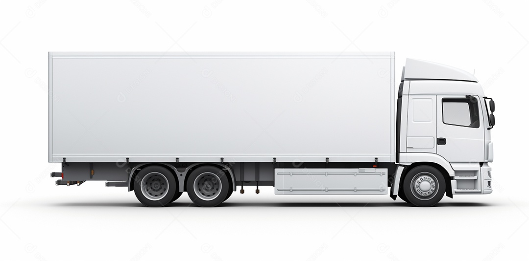 Reboque de trator de caminhão branco isolado em fundo branco