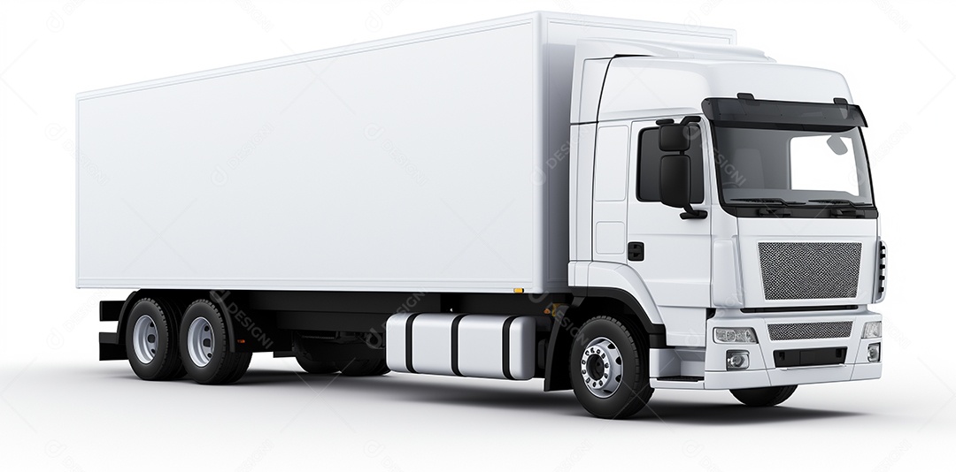 Reboque de trator de caminhão branco isolado em fundo branco