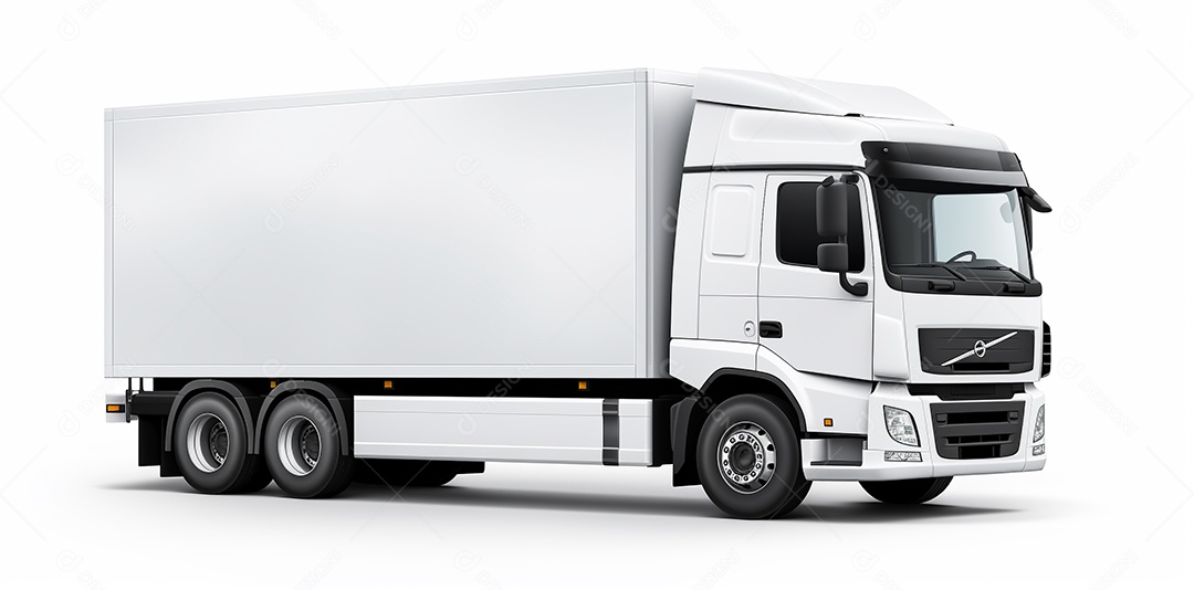 Reboque de trator de caminhão branco isolado em fundo branco