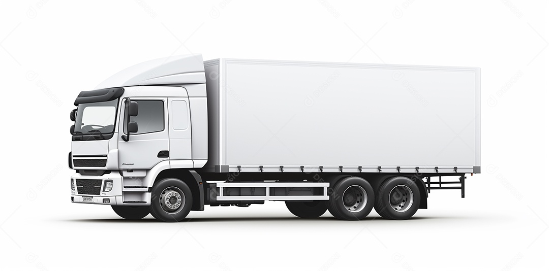 Reboque de trator de caminhão branco isolado em fundo branco