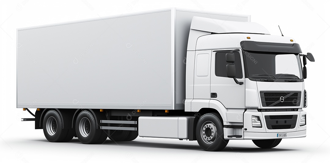 Reboque de trator de caminhão branco isolado em fundo branco