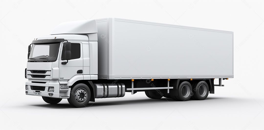 Reboque de trator de caminhão branco isolado em fundo branco