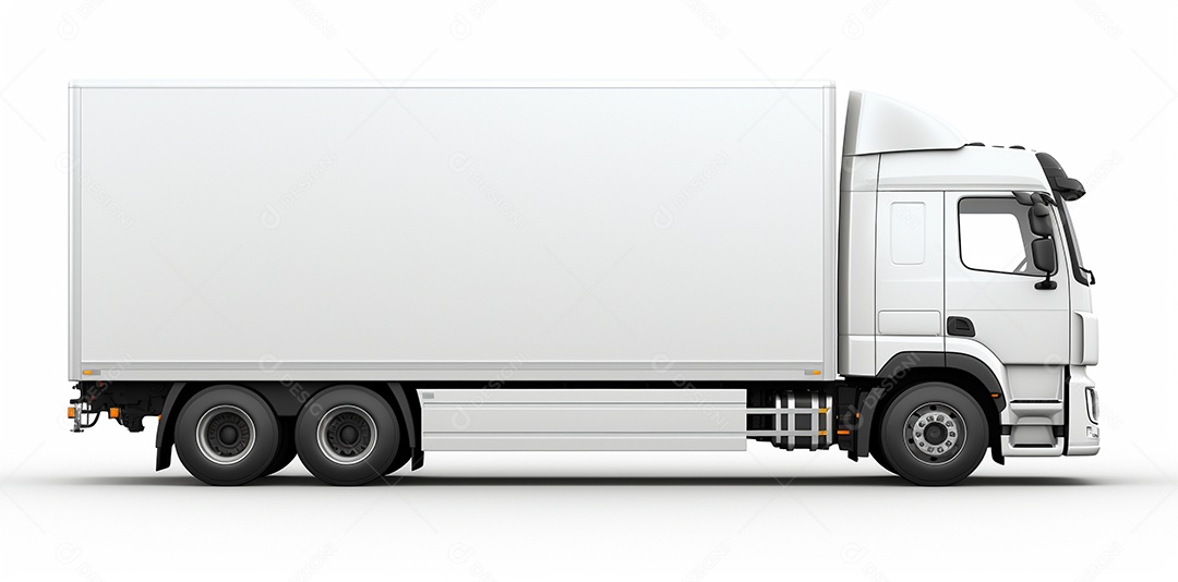 Reboque de trator de caminhão branco isolado em fundo branco