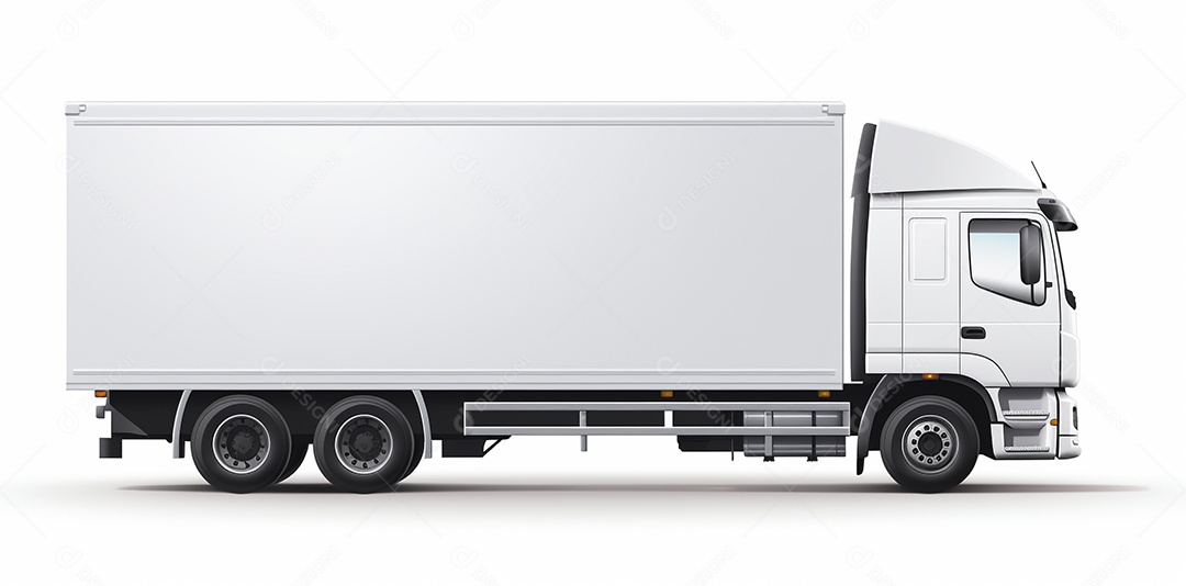 Reboque de trator de caminhão branco isolado em fundo branco