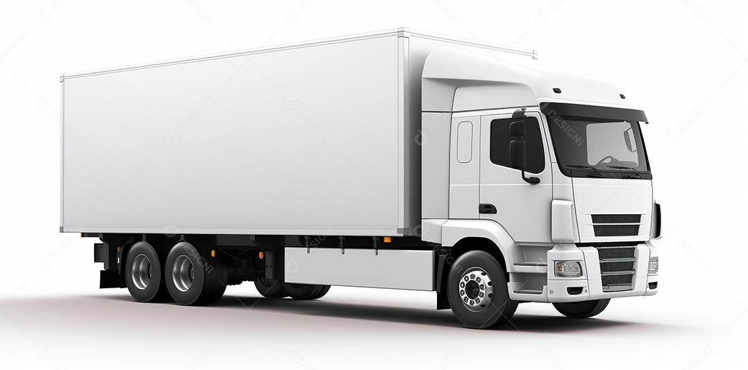 Reboque de trator de caminhão branco isolado em fundo branco