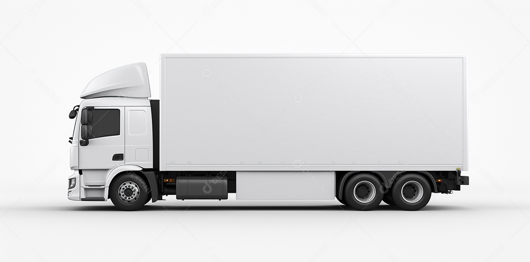 Reboque de trator de caminhão branco isolado em fundo branco