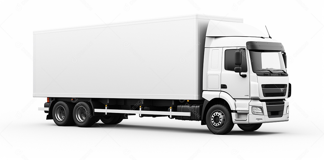 Reboque de trator de caminhão branco isolado em fundo branco