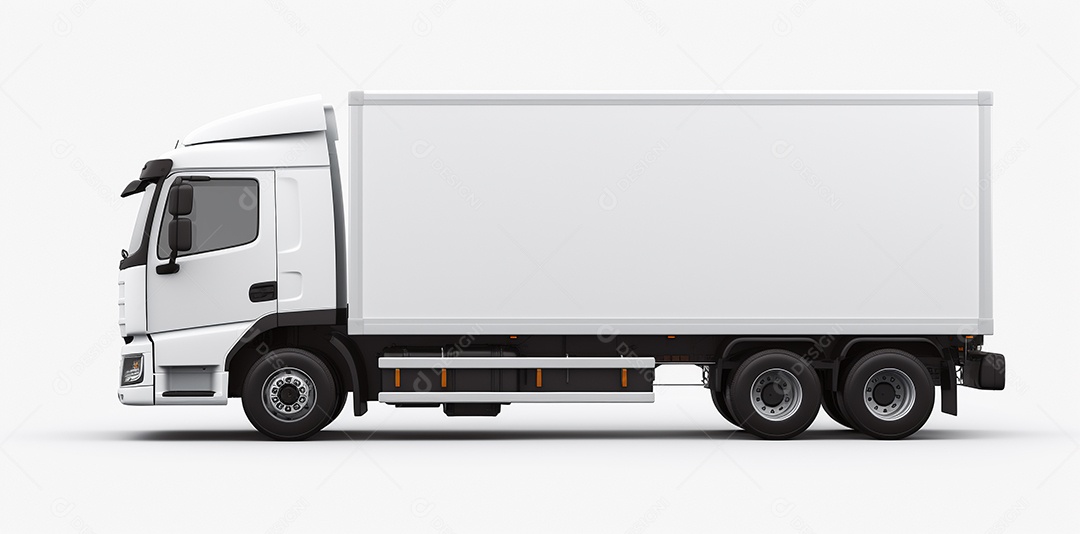 Reboque de trator de caminhão branco isolado em fundo branco