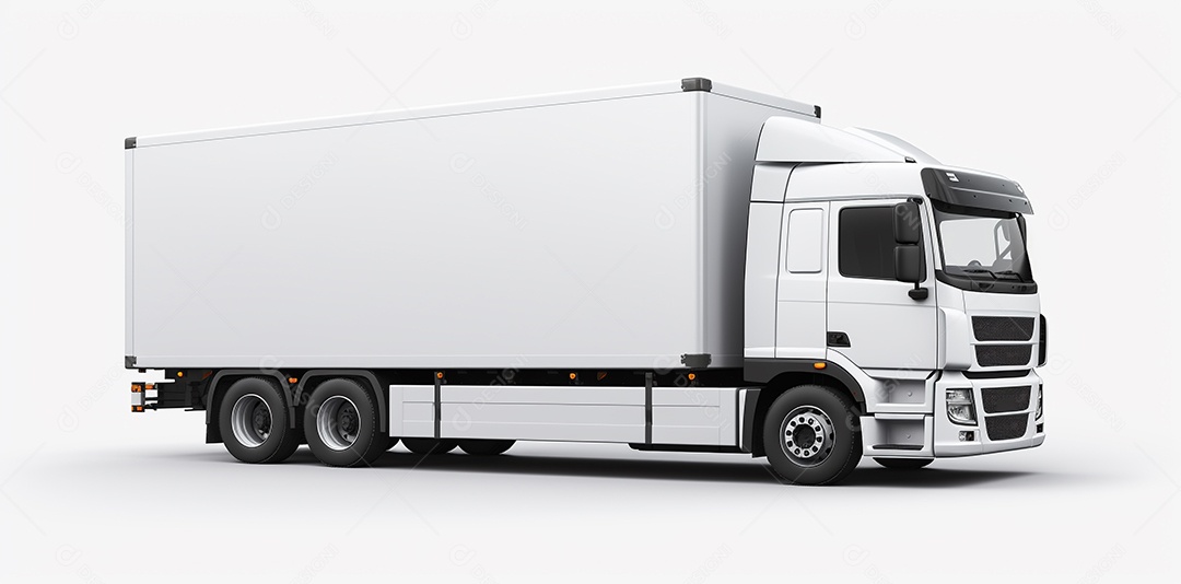 Reboque de trator de caminhão branco isolado em fundo branco