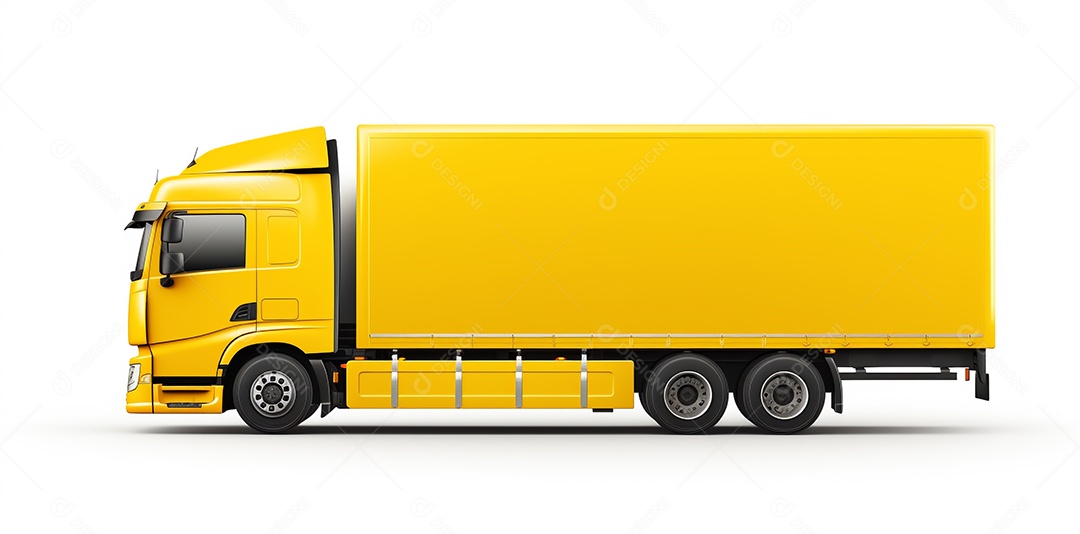 Reboque trator caminhão amarelo isolado em fundo branco