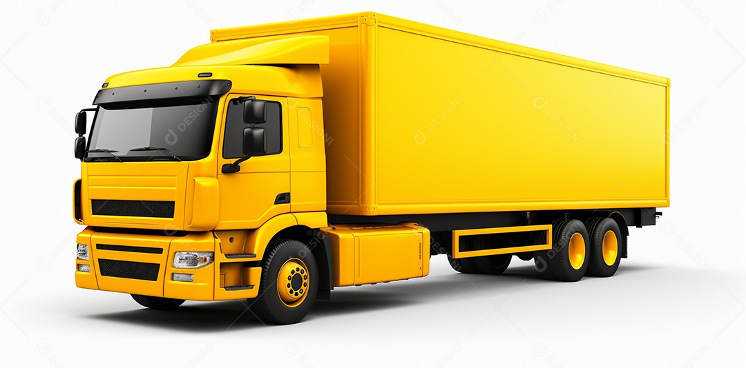 Reboque trator caminhão amarelo isolado em fundo branco